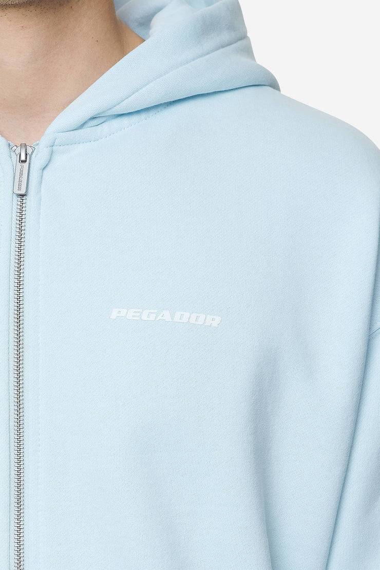 Pegador Logo Oversized Sweat Jacket Washed Baby Blue White Gum VIP-Rabatte