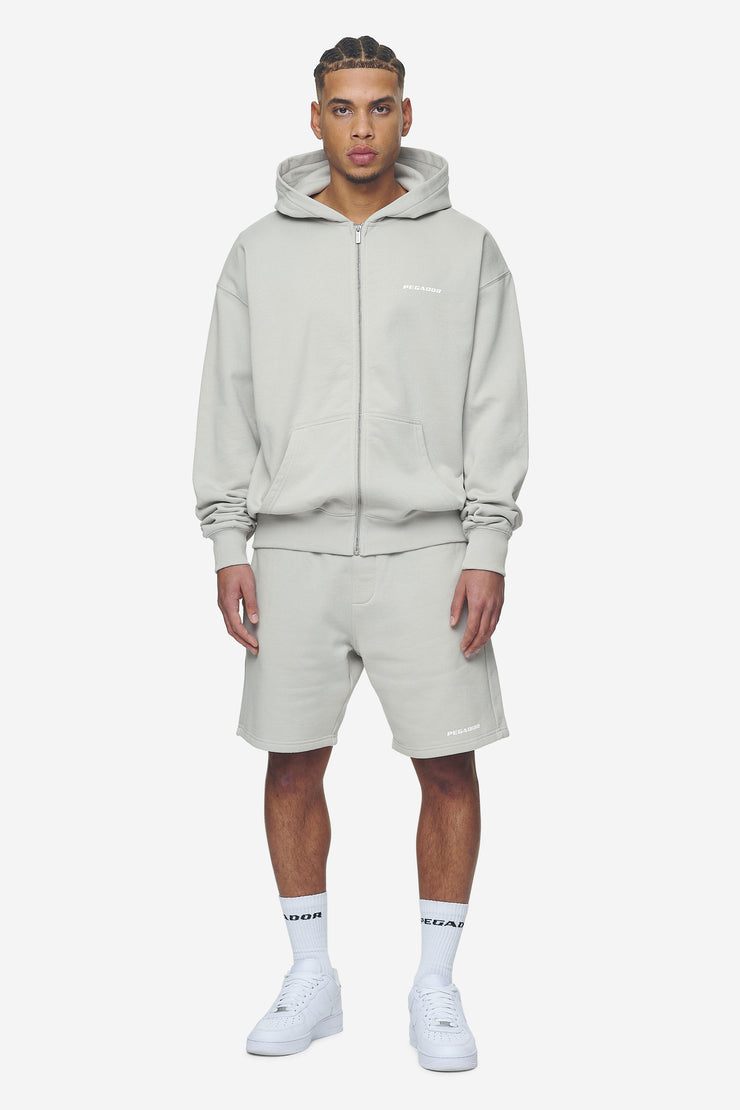 Pegador Logo Oversized Sweat Jacket Washed Pearl Grey White Gum Begrenzte Freigabe