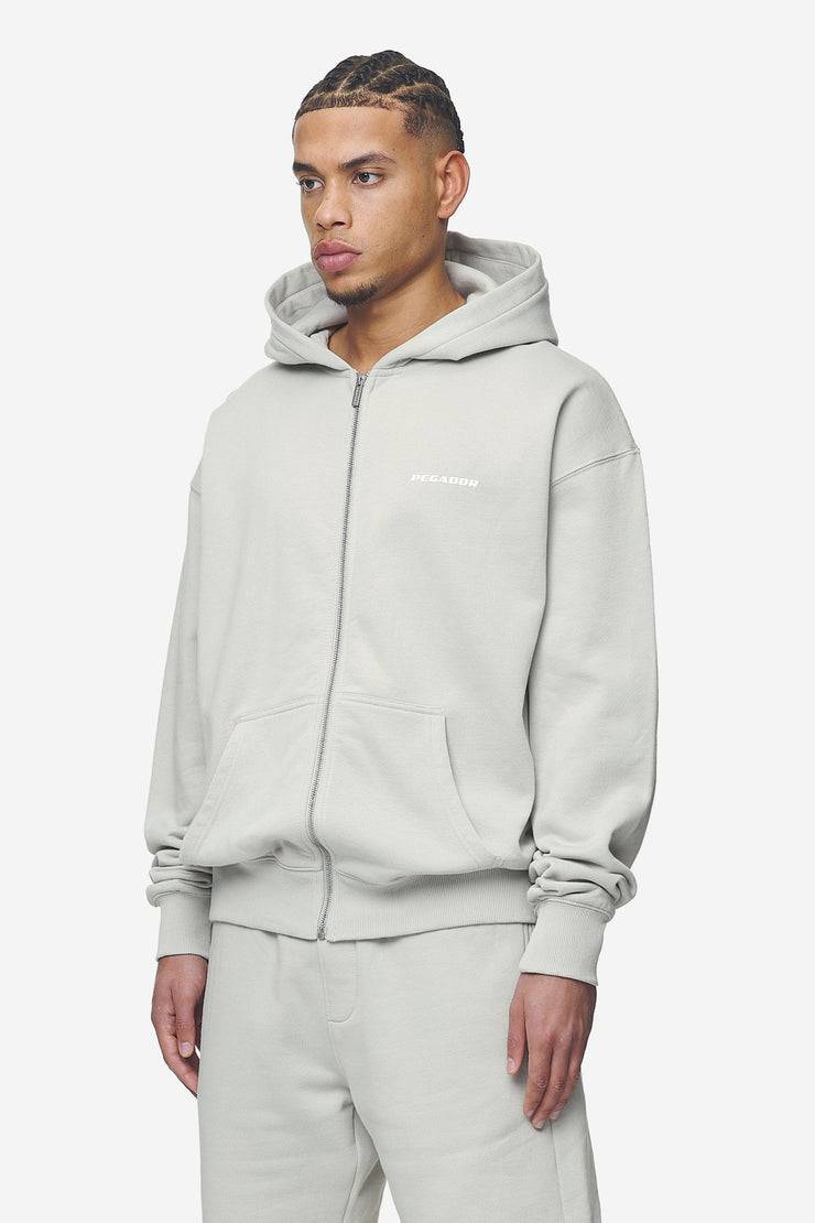Pegador Logo Oversized Sweat Jacket Washed Pearl Grey White Gum Begrenzte Freigabe