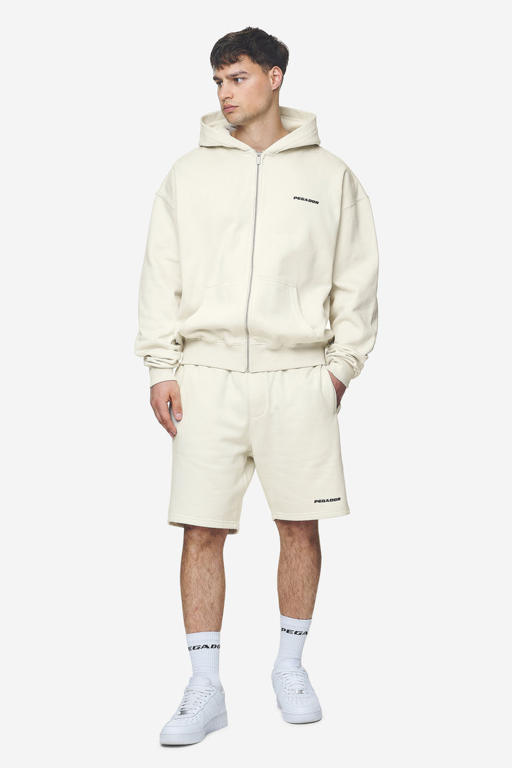 Pegador Logo Oversized Sweat Jacket Washed Salty Cream Black Gum Letzte 2 Tage
