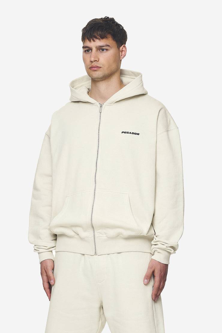 Pegador Logo Oversized Sweat Jacket Washed Salty Cream Black Gum Letzte 2 Tage