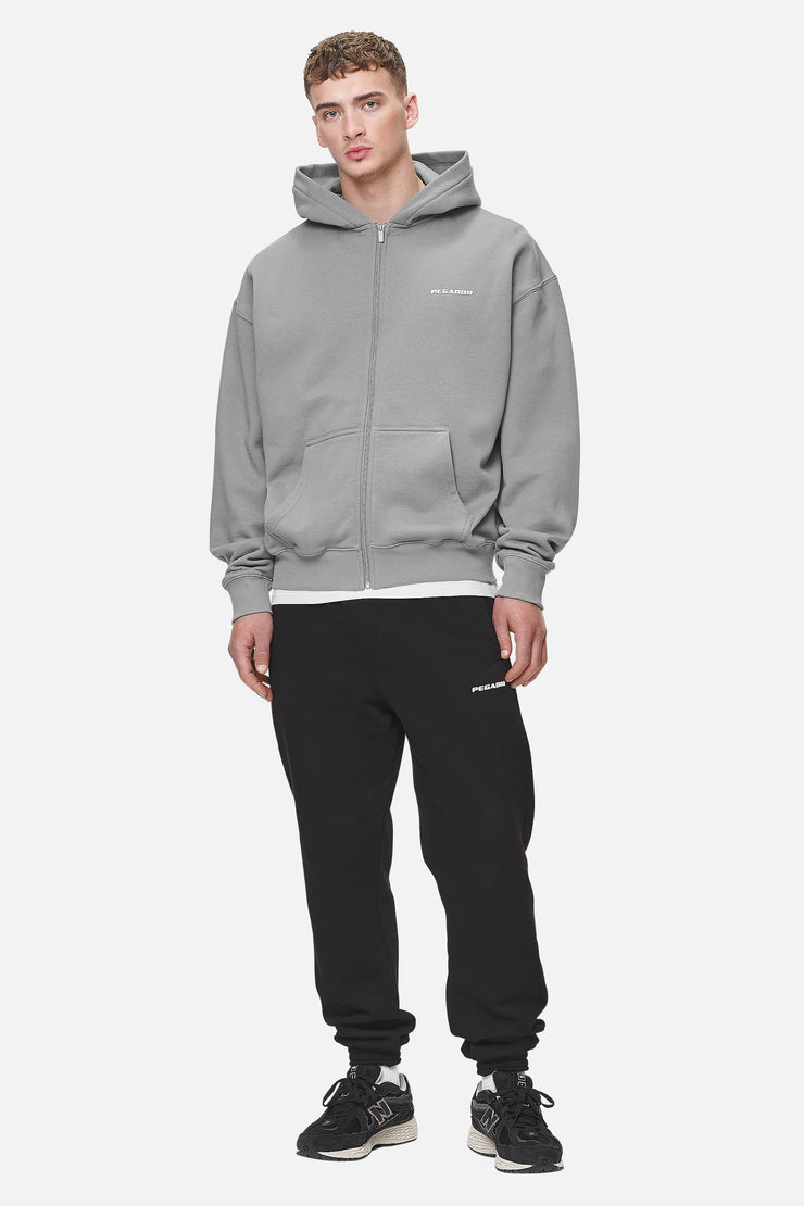 Pegador Logo Oversized Sweat Jacket Washed Cool Grey White Gum Sonderangebot der Fabrik