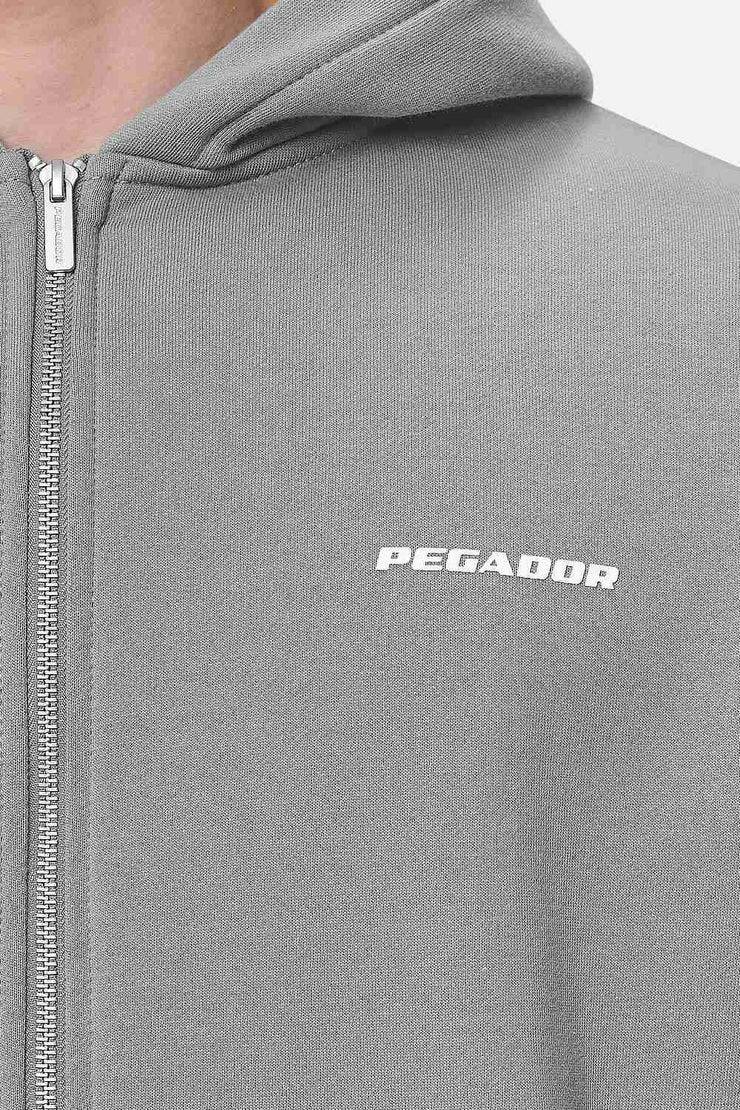 Pegador Logo Oversized Sweat Jacket Washed Cool Grey White Gum Sonderangebot der Fabrik