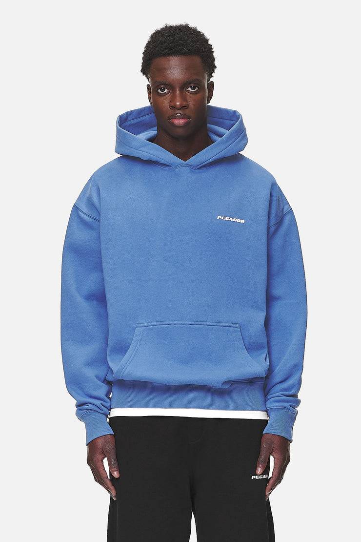 Pegador Logo Oversized Hoodie Washed Retro Blue White Gum Discount Store für neue Produkte