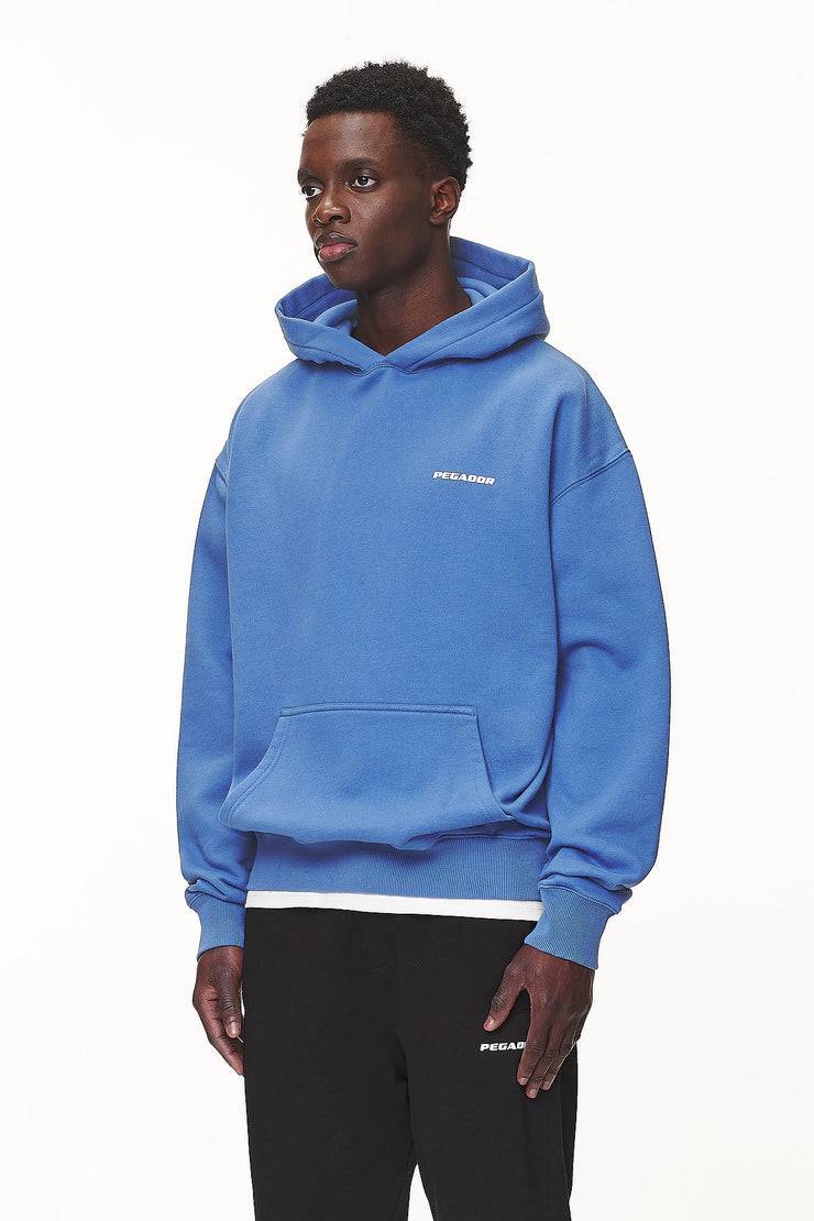 Pegador Logo Oversized Hoodie Washed Retro Blue White Gum Discount Store für neue Produkte