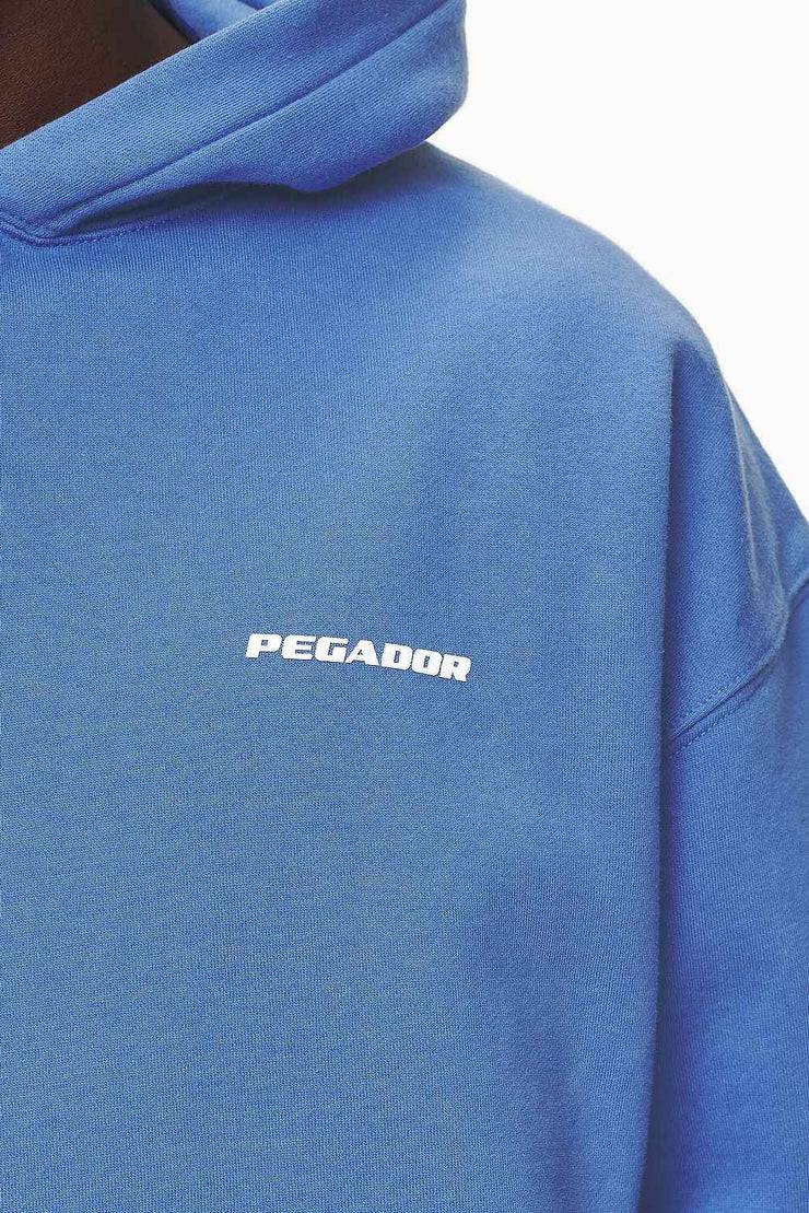 Pegador Logo Oversized Hoodie Washed Retro Blue White Gum Discount Store für neue Produkte