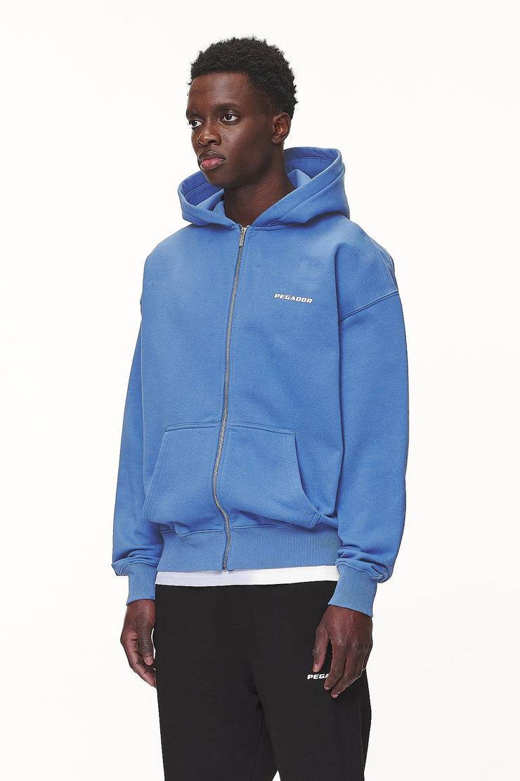 Pegador Logo Oversized Sweat Jacket Washed Retro Blue White Gum Nur noch ein Tag übrig