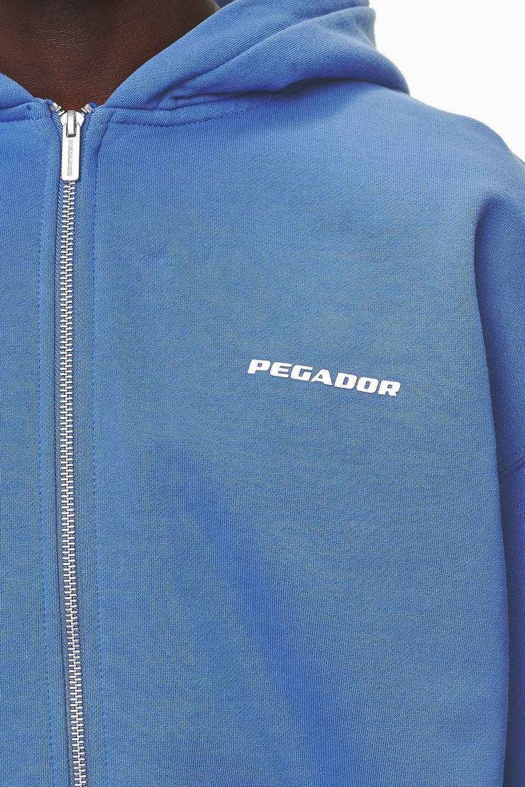 Pegador Logo Oversized Sweat Jacket Washed Retro Blue White Gum Nur noch ein Tag übrig
