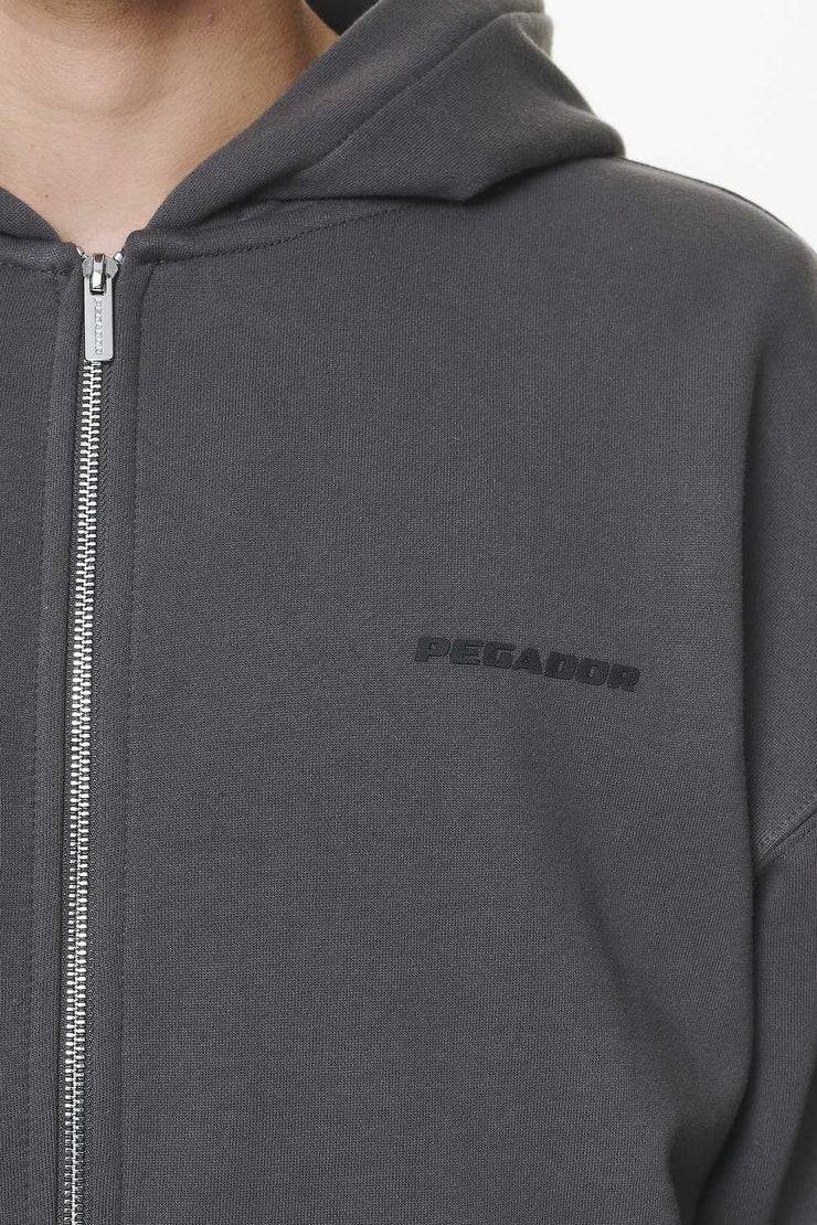 Pegador Logo Oversized Sweat Jacket Washed Volcano Grey Gum Fabrikverkauf
