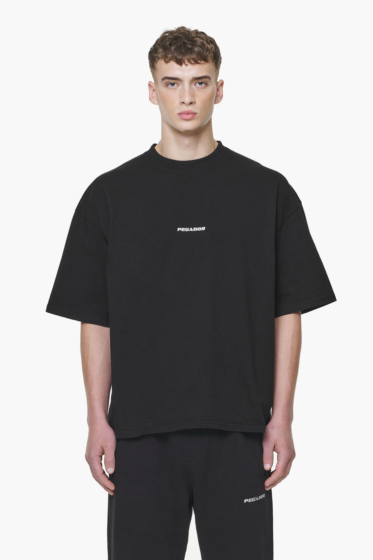 Pegador Logo Boxy Tee Vintage Washed Onyx Black Begrenztes Angebot