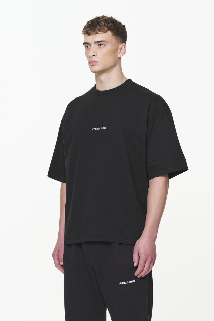 Pegador Logo Boxy Tee Vintage Washed Onyx Black Begrenztes Angebot