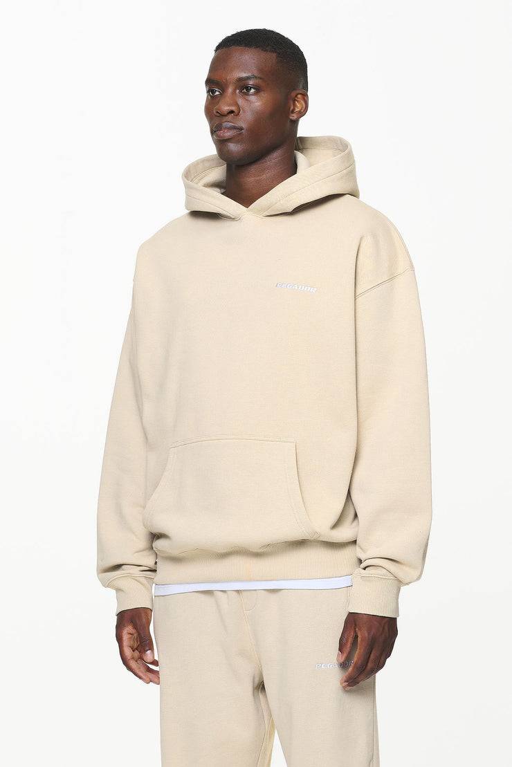 Pegador Logo Oversized Hoodie Vintage Washed Kingdom Beige Preisnachlass