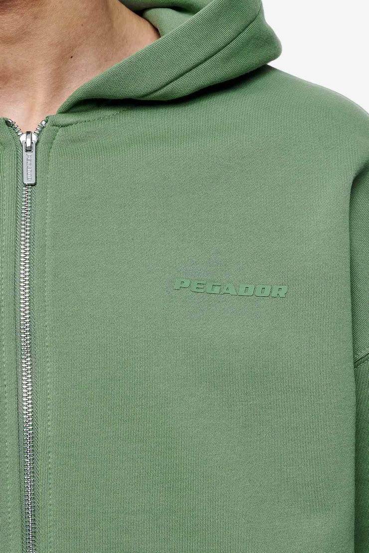 Pegador Logo Oversized Sweat Jacket Vintage Washed Cypress Green Gum Weihnachtsangebot