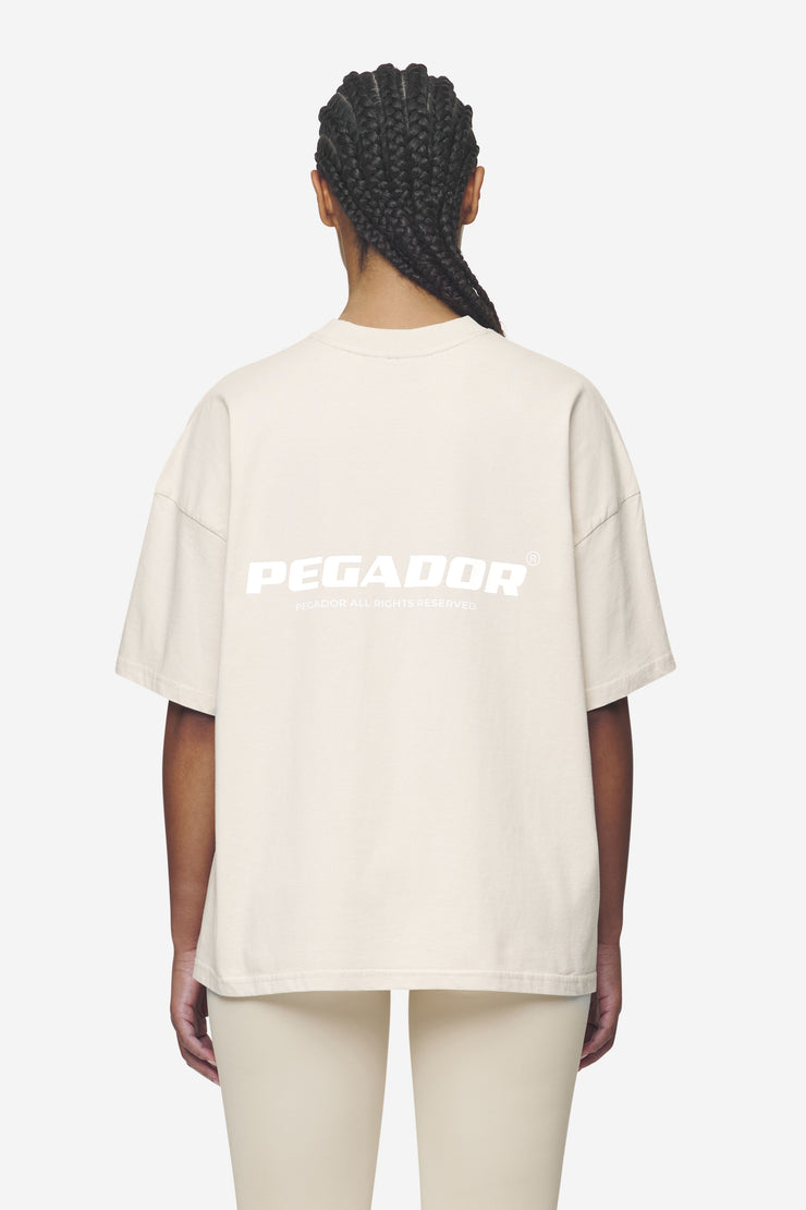 Pegador Arendal Logo Heavy Oversized Tee Washed Coast Sand White Tiefpreis
