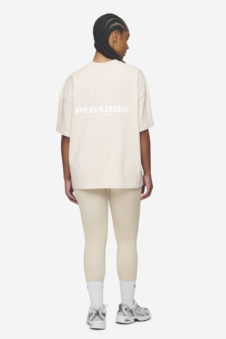 Pegador Arendal Logo Heavy Oversized Tee Washed Coast Sand White Tiefpreis