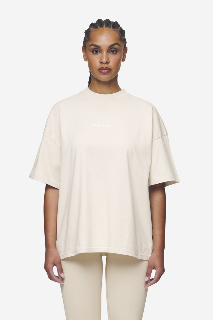 Pegador Arendal Logo Heavy Oversized Tee Washed Coast Sand White Tiefpreis