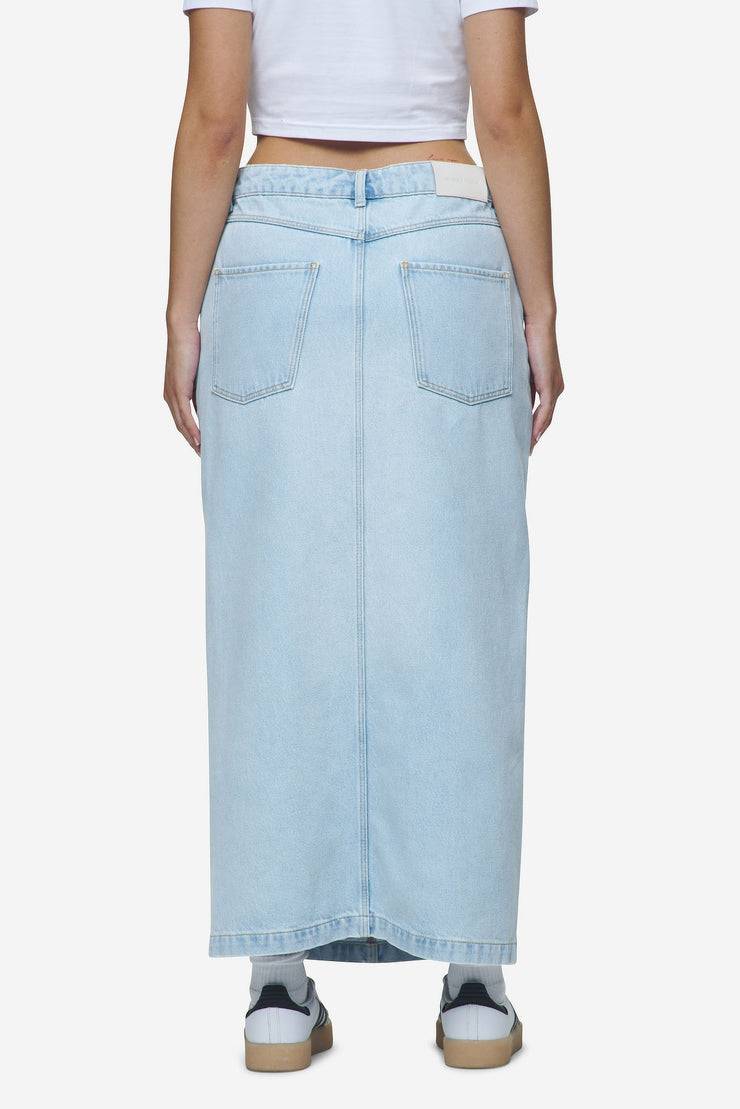Pegador Aya Denim Midi Zip Skirt Washed Light Blue 50% Rabatt für begrenzte Zeit