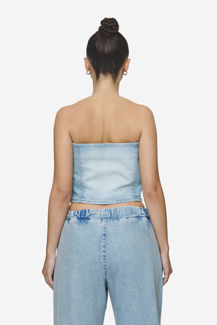 Pegador Miranda Denim Tube Top Washed Pale Blue Bleached Blue Online