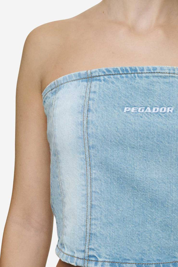 Pegador Miranda Denim Tube Top Washed Pale Blue Bleached Blue Online