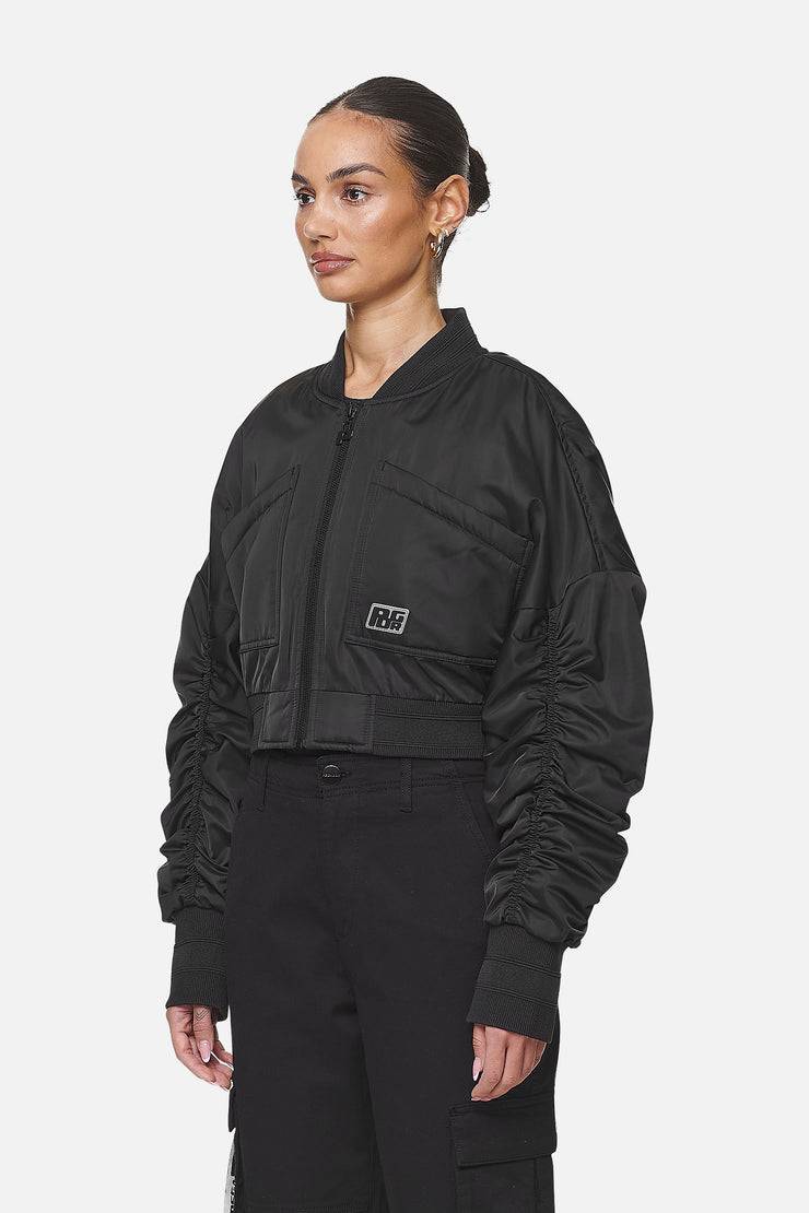 Pegador Laura Cropped Ruffed Oversized Jacket Black Fabrik Onlineshop
