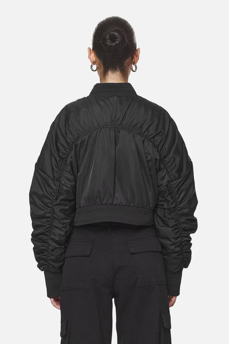 Pegador Laura Cropped Ruffed Oversized Jacket Black Fabrik Onlineshop