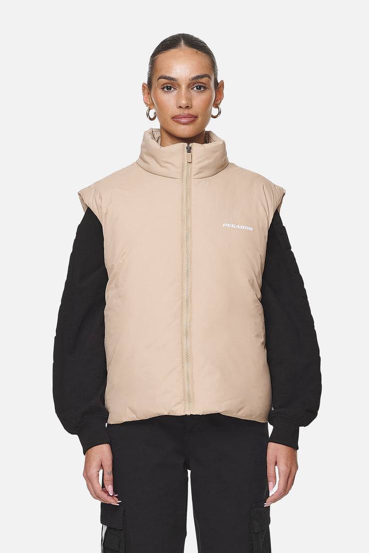 Pegador Wilton Cropped Oversized Vest Safari Sand Rabatt