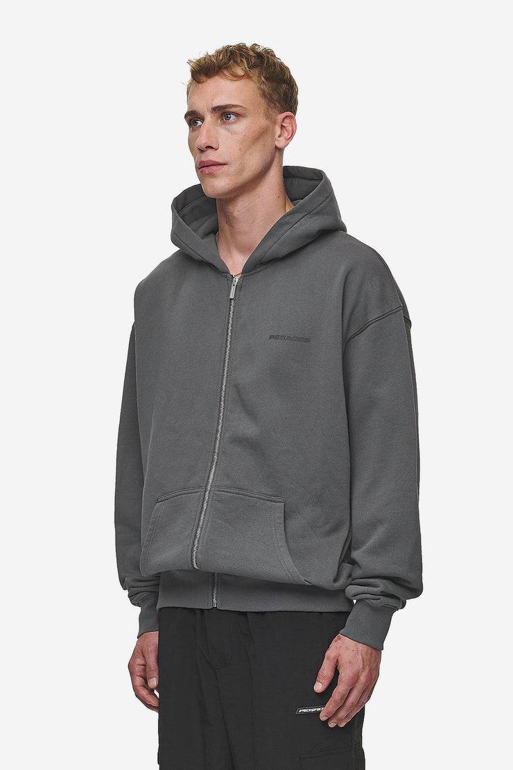 Pegador Colne Logo Oversized Sweat Jacket Washed Anthracite Black Top Angebot