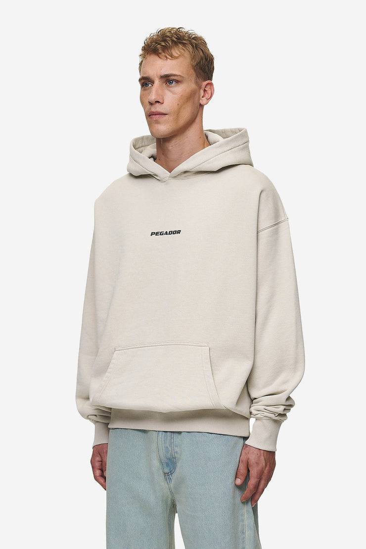 Pegador Colne Logo Oversized Hoodie Washed Light Beige Anthracite Online Outlet