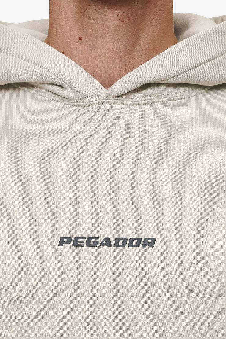 Pegador Colne Logo Oversized Hoodie Washed Light Beige Anthracite Online Outlet
