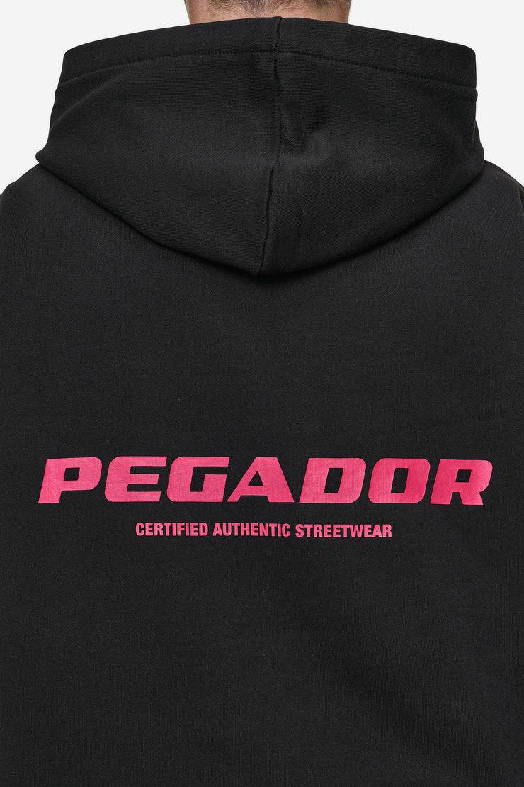 Pegador Colne Logo Oversized Hoodie Washed Black Virtual Pink Zeitlich begrenztes Angebot