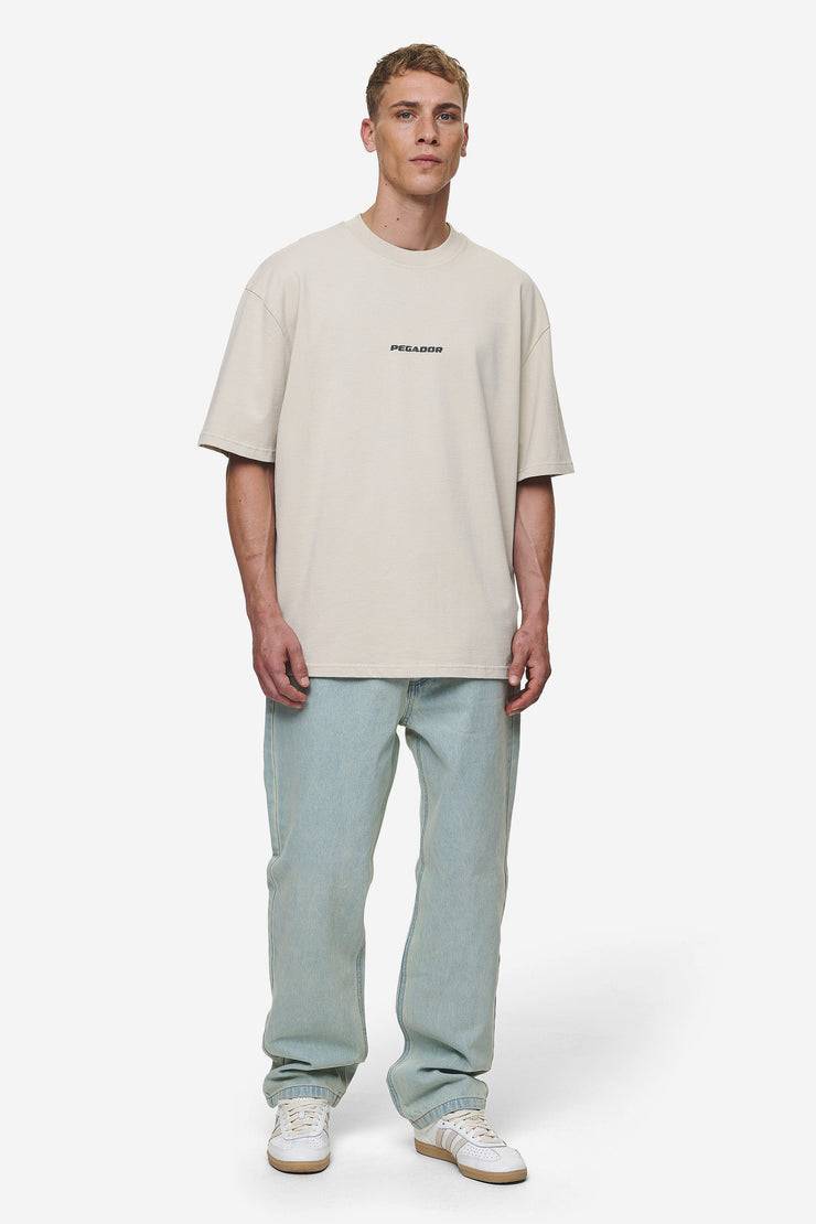 Pegador Colne Logo Oversized Tee Washed Light Beige Anthracite Exklusive Angebote