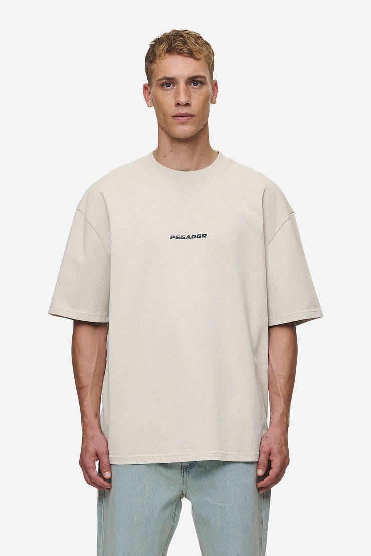 Pegador Colne Logo Oversized Tee Washed Light Beige Anthracite Exklusive Angebote