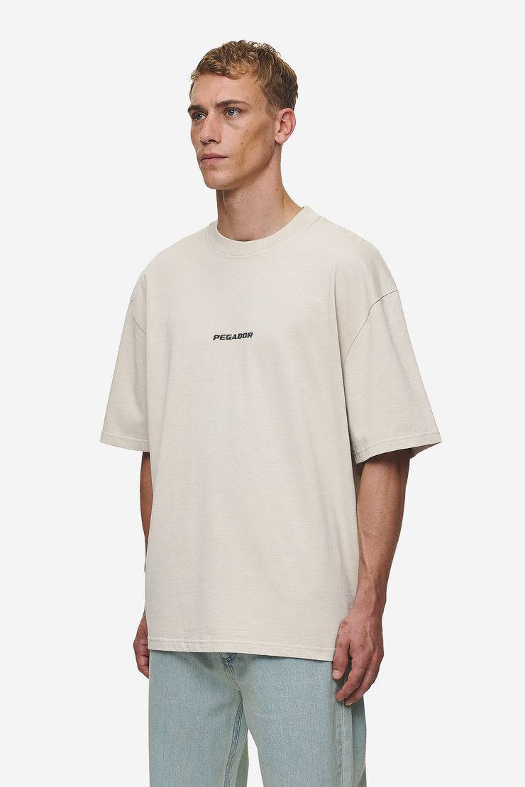 Pegador Colne Logo Oversized Tee Washed Light Beige Anthracite Exklusive Angebote