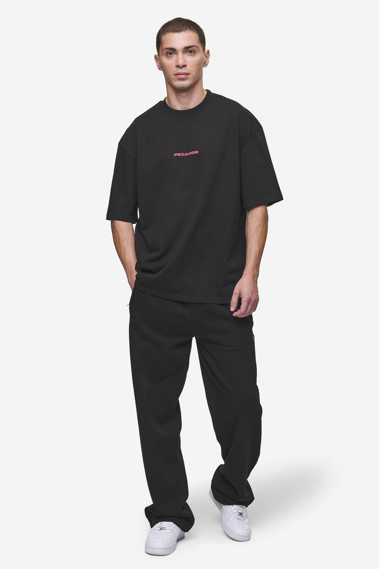 Pegador Colne Logo Oversized Tee Washed Black Virtual Pink Blitzangebot