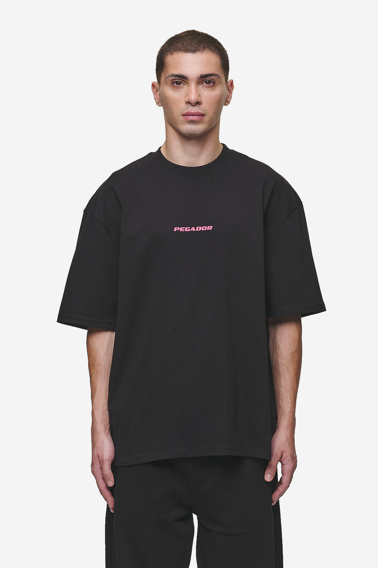 Pegador Colne Logo Oversized Tee Washed Black Virtual Pink Blitzangebot