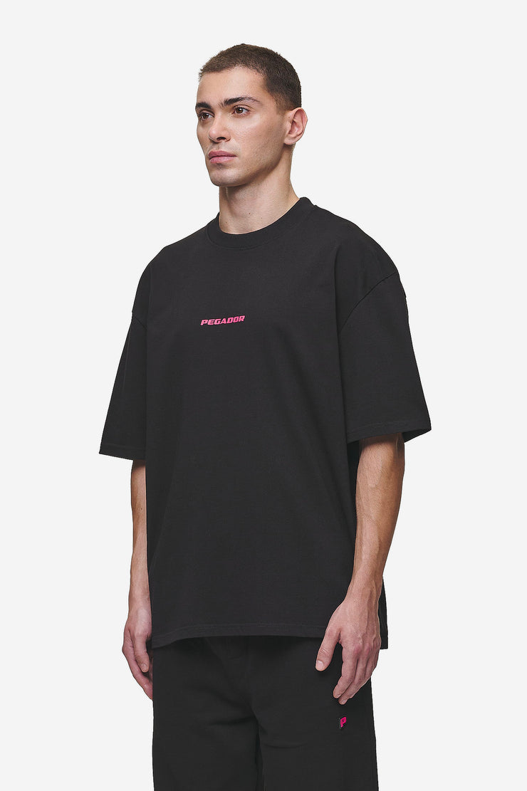Pegador Colne Logo Oversized Tee Washed Black Virtual Pink Blitzangebot