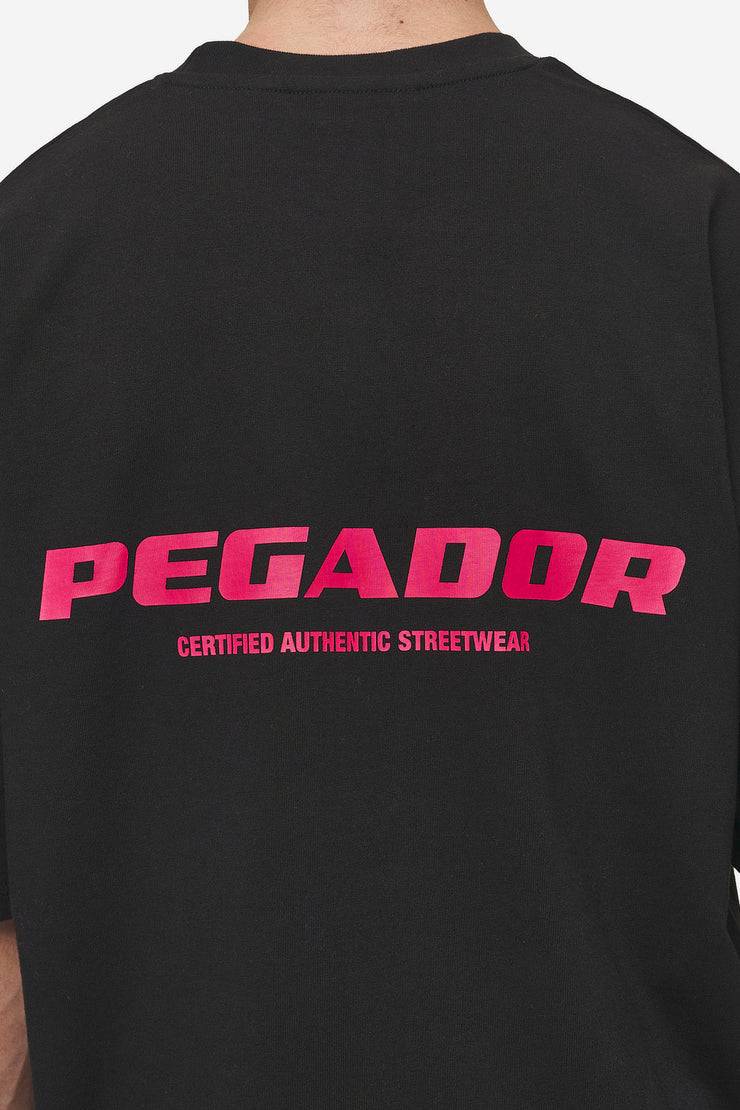 Pegador Colne Logo Oversized Tee Washed Black Virtual Pink Blitzangebot