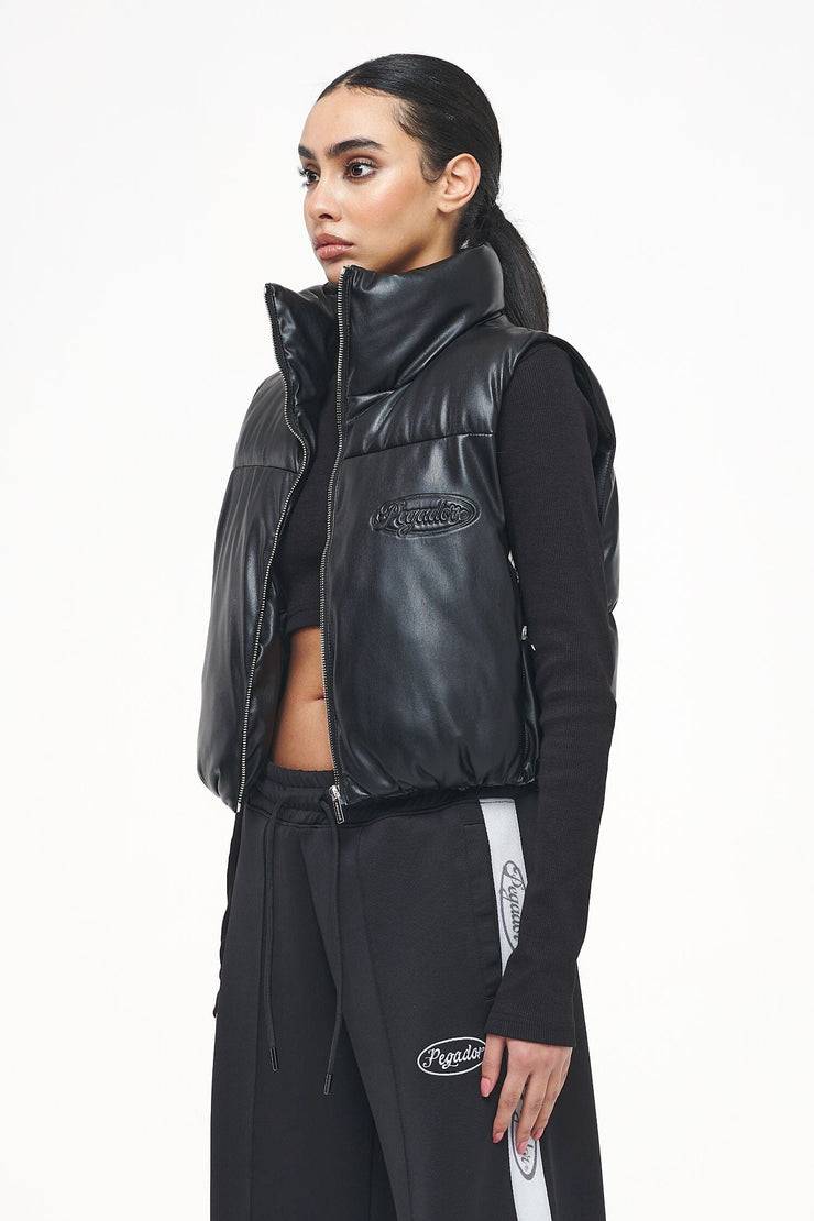 Pegador Zito Cropped Faux Leather Vest Black Speichern exportieren