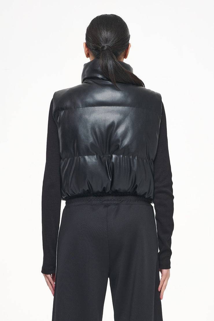 Pegador Zito Cropped Faux Leather Vest Black Speichern exportieren