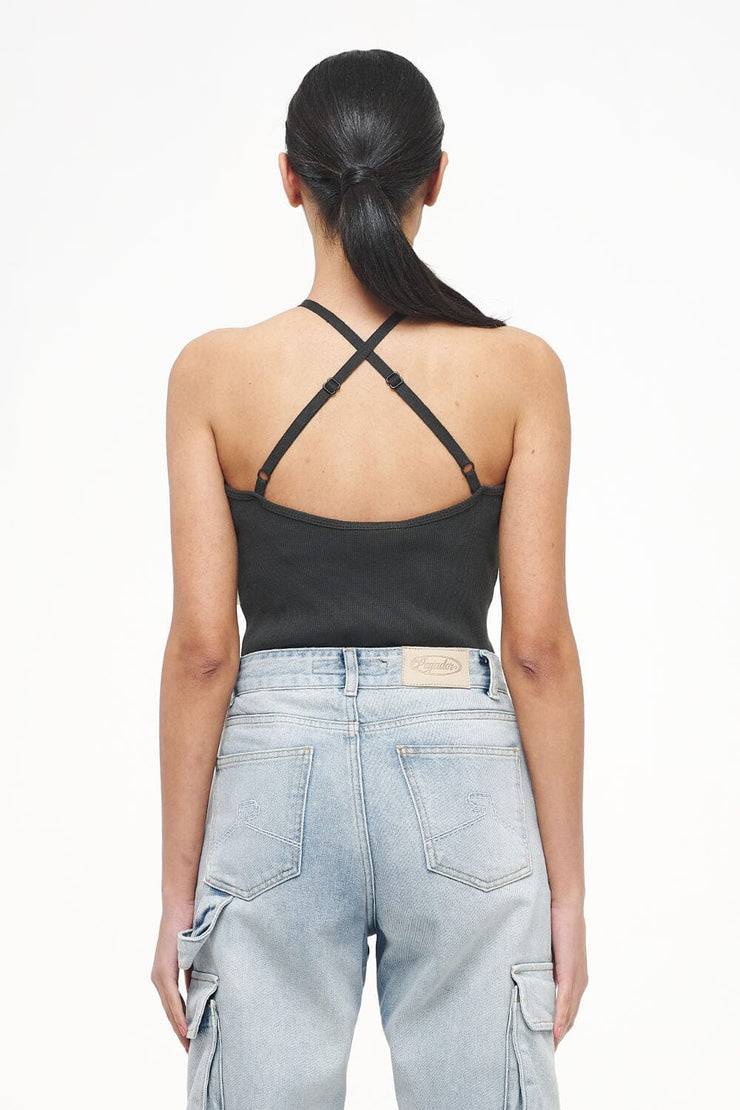 Pegador Santos Rib Neckholder Bodysuit Vintage Washed Iron Grey Angebote