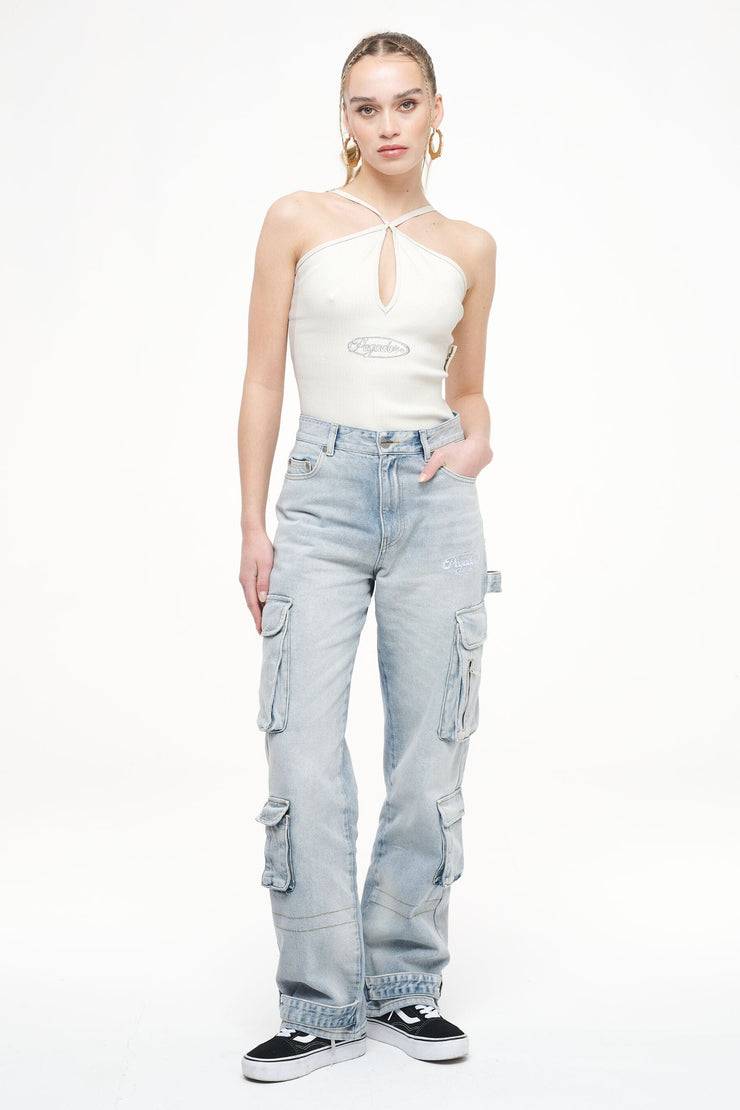 Pegador Santos Rib Neckholder Bodysuit Vintage Washed Angels Cream Hotsell