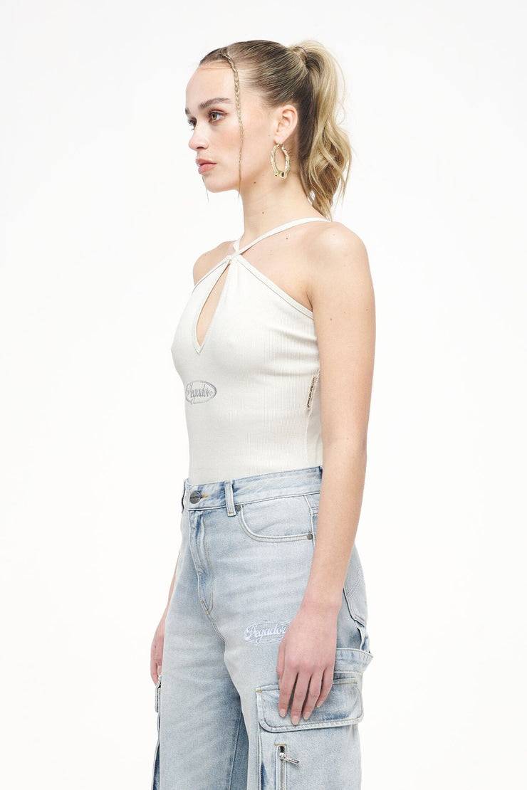 Pegador Santos Rib Neckholder Bodysuit Vintage Washed Angels Cream Hotsell