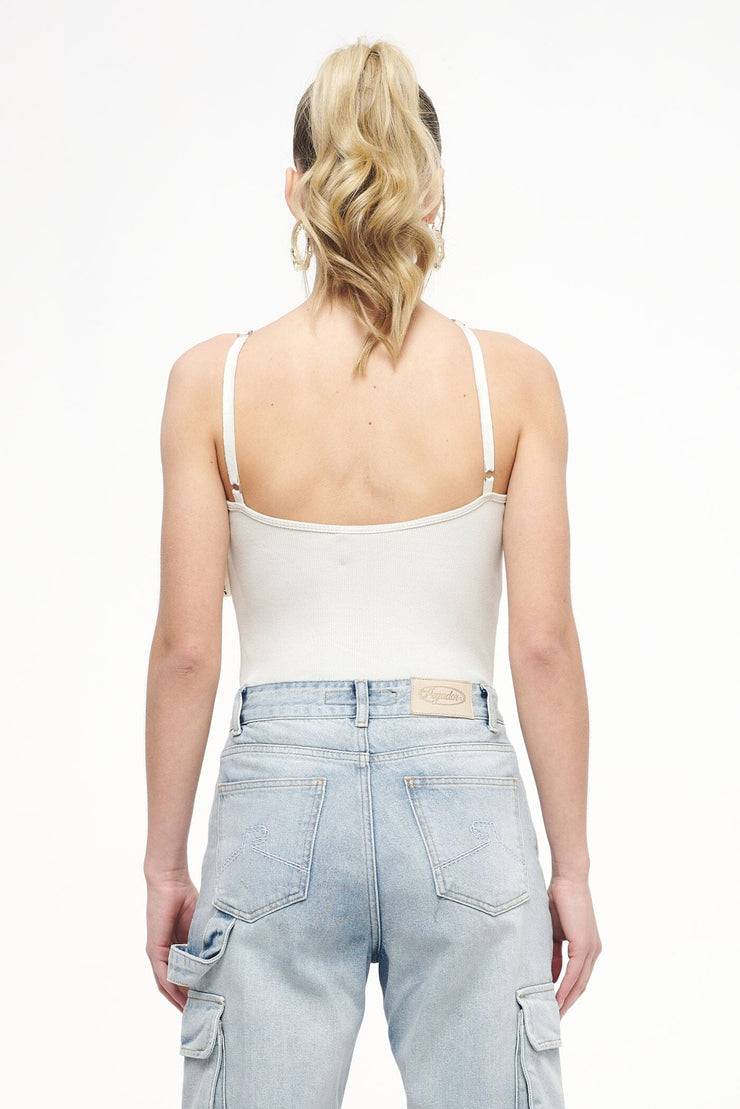Pegador Santos Rib Neckholder Bodysuit Vintage Washed Angels Cream Hotsell