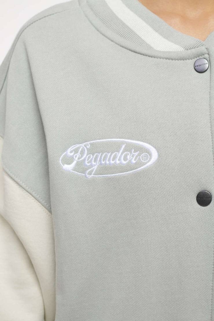 Pegador Dale Oversized Varsity Jacket Vintage Washed Quiet Gray Angels Cream Schlussverkauf