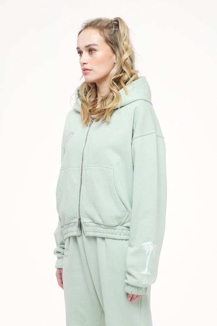Pegador Hills Cropped Zip Hoodie Vintage Washed Milky Green Meist gekauft