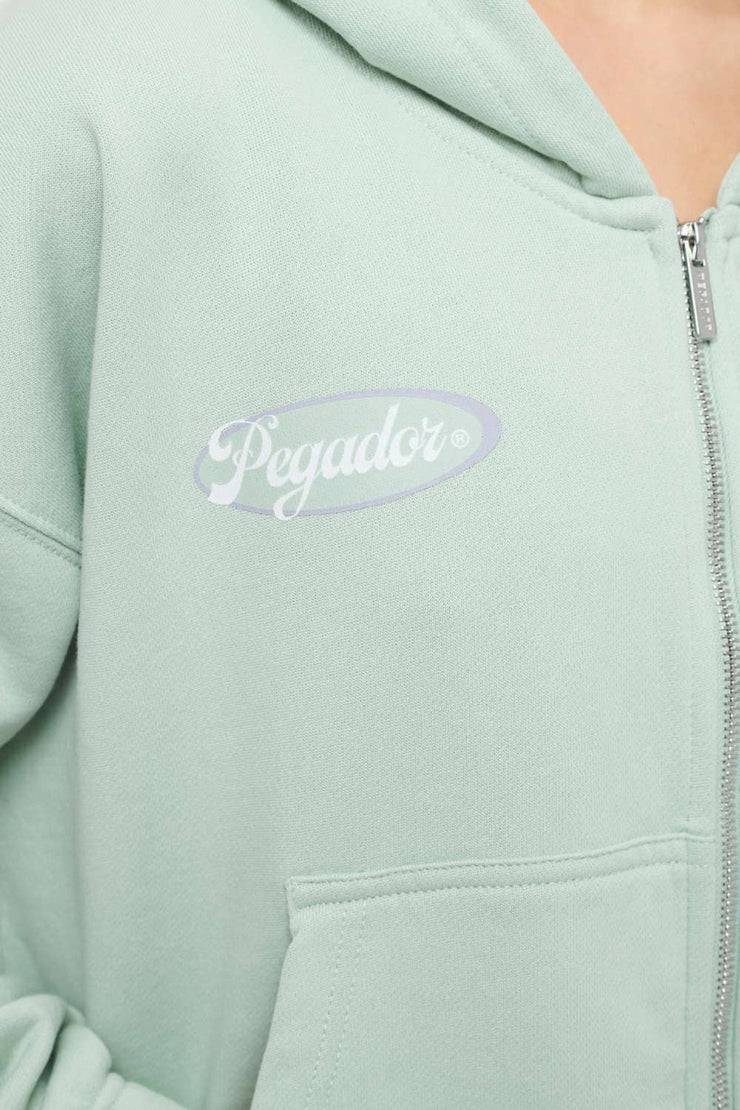 Pegador Hills Cropped Zip Hoodie Vintage Washed Milky Green Meist gekauft