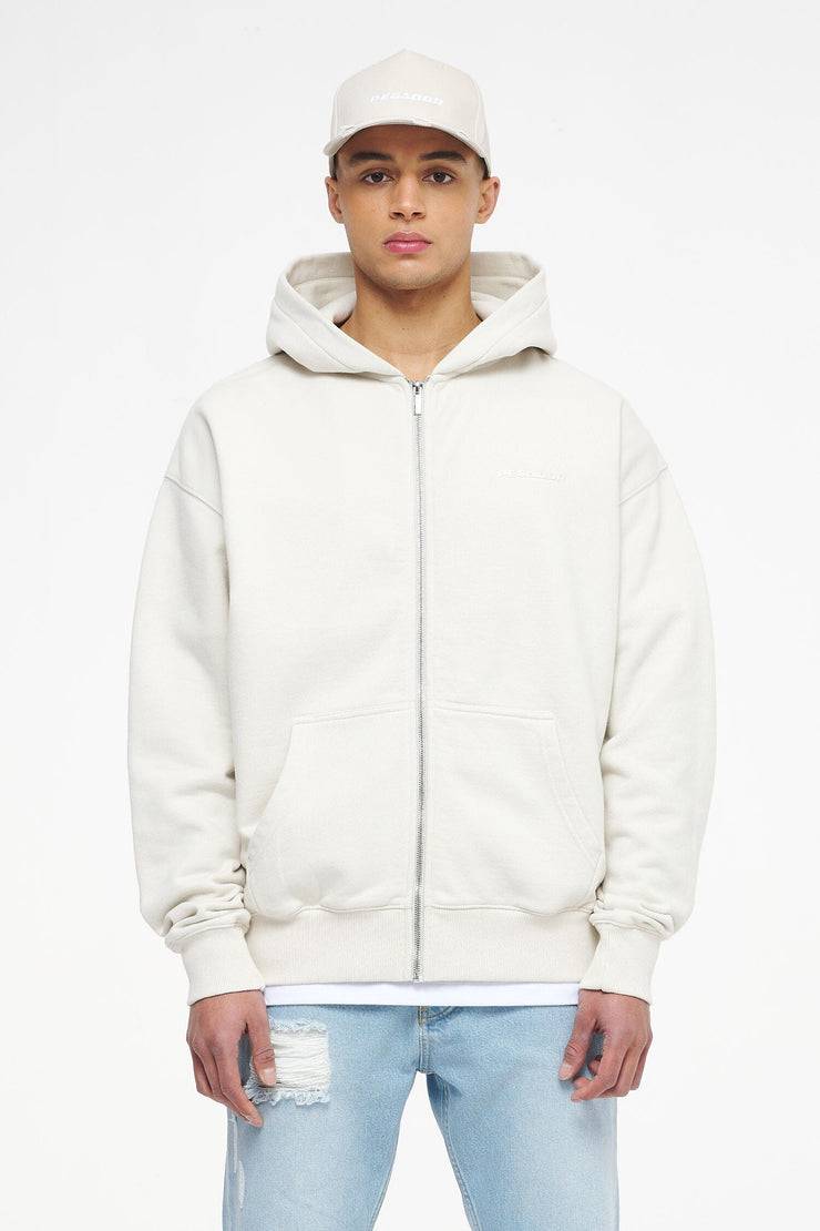 Pegador Colne Logo Oversized Sweat Jacket Vintage Washed Angels Cream Gum Räumungsverkauf