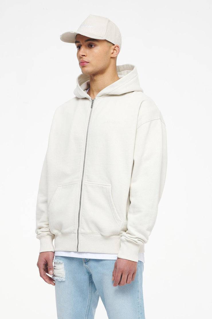 Pegador Colne Logo Oversized Sweat Jacket Vintage Washed Angels Cream Gum Räumungsverkauf