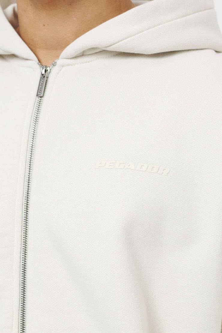 Pegador Colne Logo Oversized Sweat Jacket Vintage Washed Angels Cream Gum Räumungsverkauf