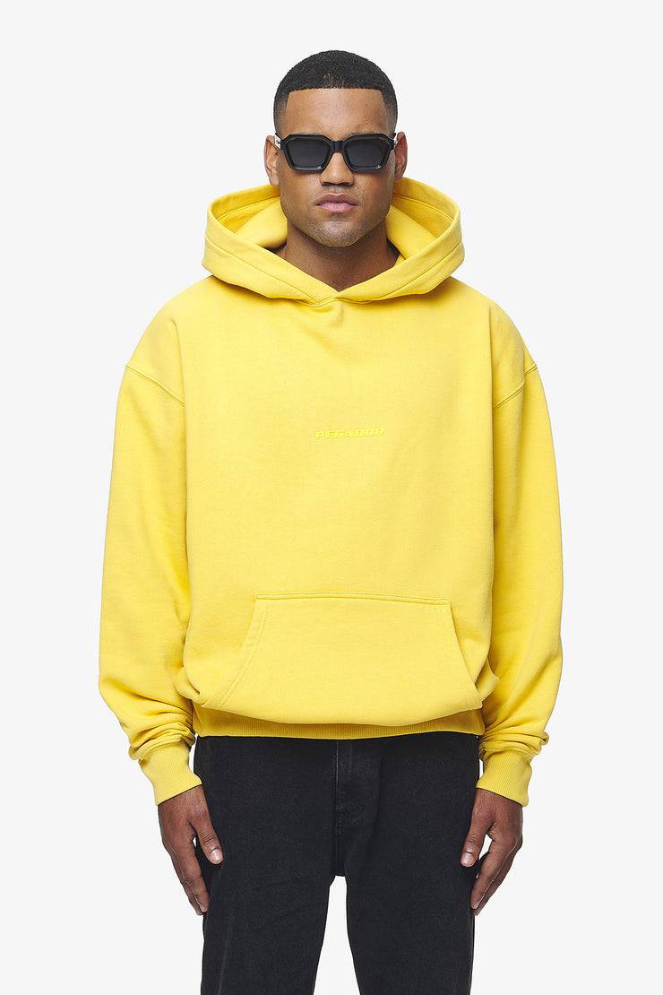Pegador Colne Logo Oversized Hoodie Vintage Washed Solar Yellow Gum Kauf eins, bekomm eins gratis